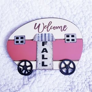 Welcome Fall Trailer Camper Decor w Rotating Wheel